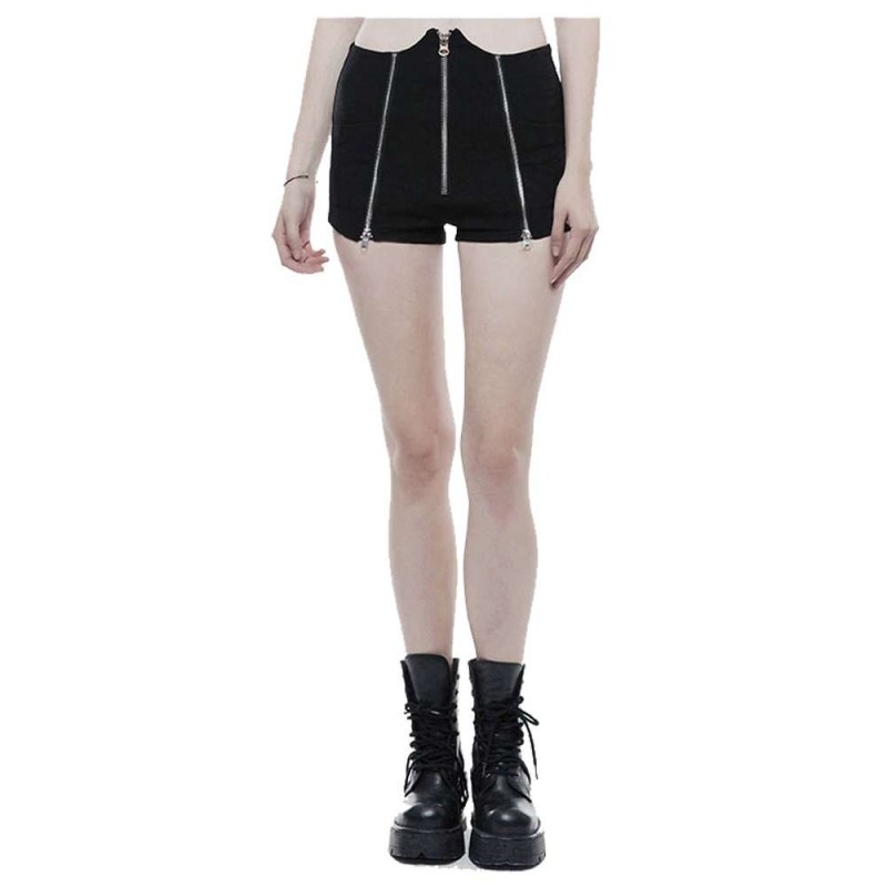 Women High Waist Zipper Black Summer Street Short Cotton Inelastic Heavy Twill Fabric Shorts Tech Noir Short 